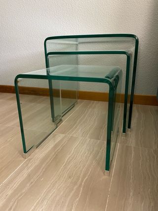 Mesas auxiliares cristal Murano. 3 unidades