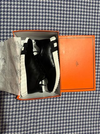 Scarpe Hermes Uomo Pelle Nera Bianco