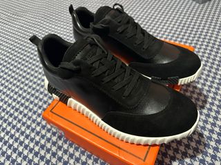 Scarpe Hermes Uomo Pelle Nera Bianco