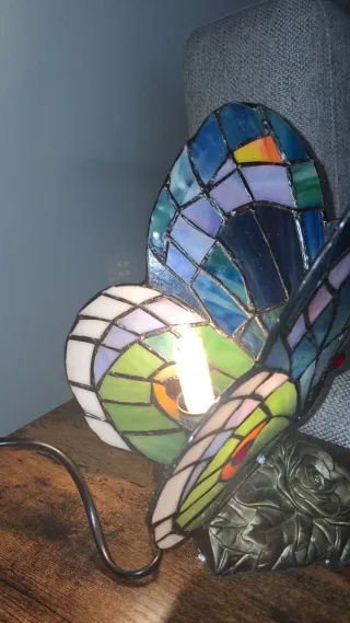 Lámpara nueva Mariposa grande azul estilo Tiffany!