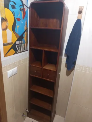 Estantería con cajones en madera maciza de teca