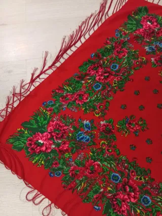 Mantón Sevillanas Flores Rojo