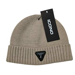 Pack 2 Gorros Beanie ICONO Negro y Beige