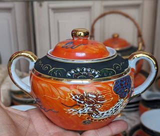 Juego de té japonés antiguo estilo Satsuma Moriage