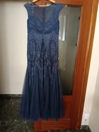 Vestido de gala verde y turquesa