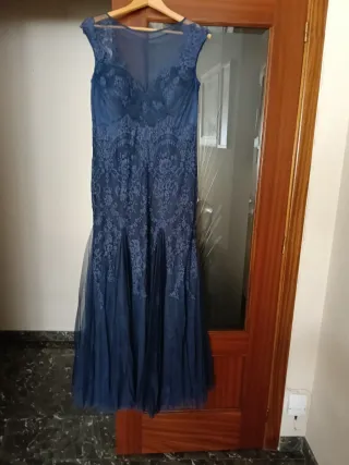 Vestido de gala verde y turquesa