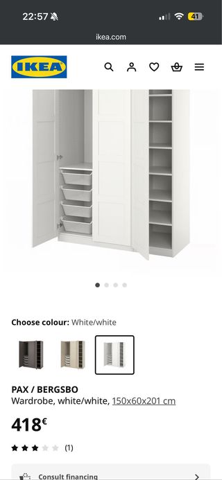 Armario PAX/BERGSBO Ikea Blanco