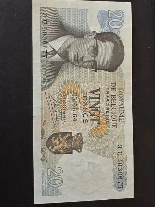 Lote Billetes Bélgica 100, 50, 20 Francos