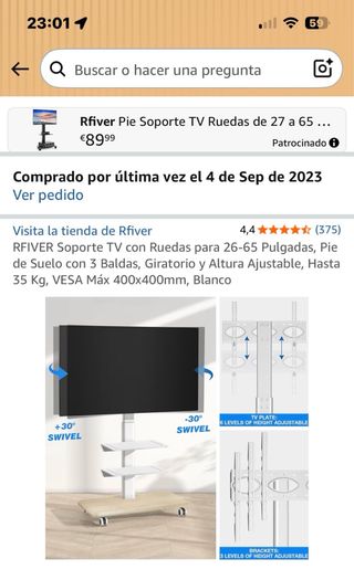 Soporte TV RFIVER con Ruedas