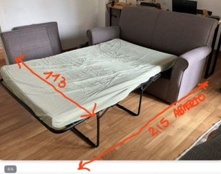 Sofá cama gris de tela
