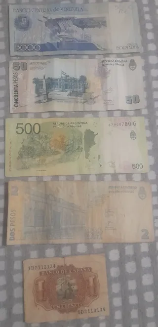 Lote 15 Billetes Antiguos Varios Países