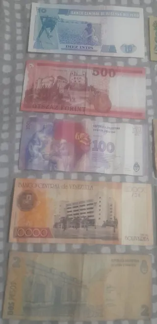 Lote 15 Billetes Antiguos Varios Países