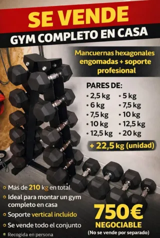 Mancuernas Hexagonales + Soporte (210kg)