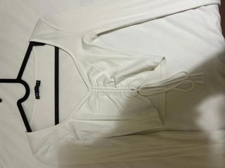 Zara Top Blanco Manga Larga XS