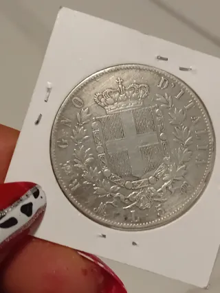 Moneta Argento Corona Savoia 5 Lire 1872