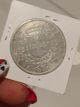 Moneta Argento Corona Savoia 5 Lire 1872