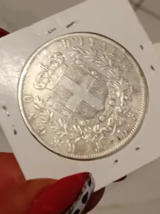 Moneta Argento Corona Savoia 5 Lire 1872