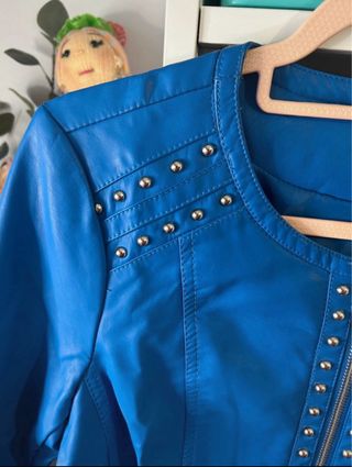 Cazadora Biker Azul Tachuelas Talla M