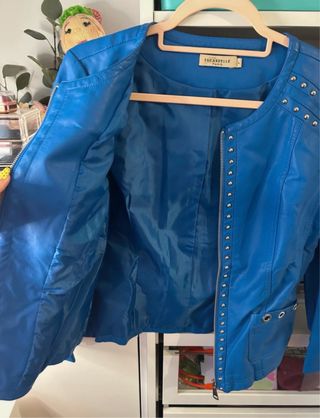 Cazadora Biker Azul Tachuelas Talla M