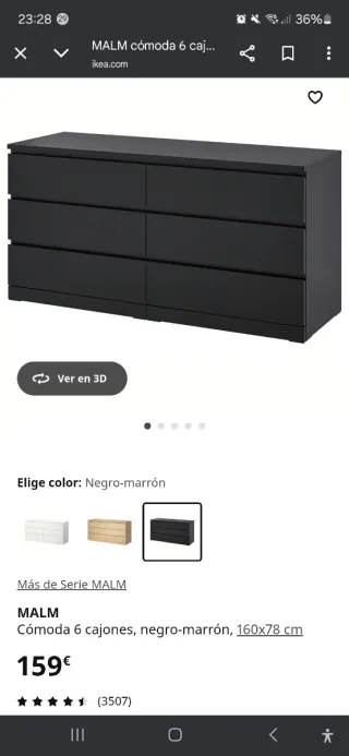 Cómoda MALM 6 cajones Ikea