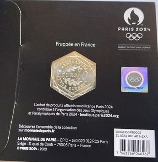 Moneda Plata 10€ París Hexagonal emisión 2021