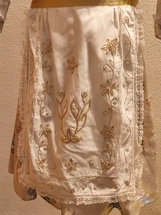 Traje Fallera Niña Beige y Morado