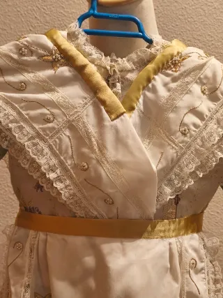 Traje Fallera Niña Beige y Morado