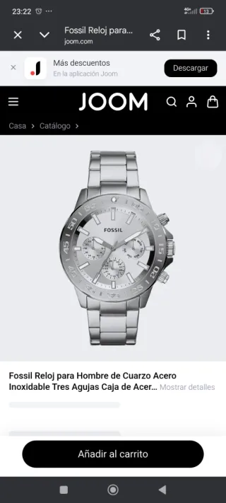 Reloj Fossil Cuarzo Acero Inox Hombre