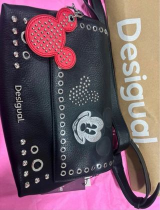 Bolso Desigual Mickey Negro y Plateado Nuevo