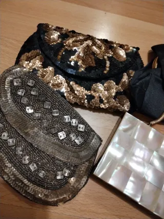 Lote 4 bolsos de fiesta de los años 40 60, 70 y 80