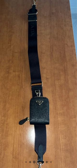 Bolso Prada Negro Cadena Dorada Original