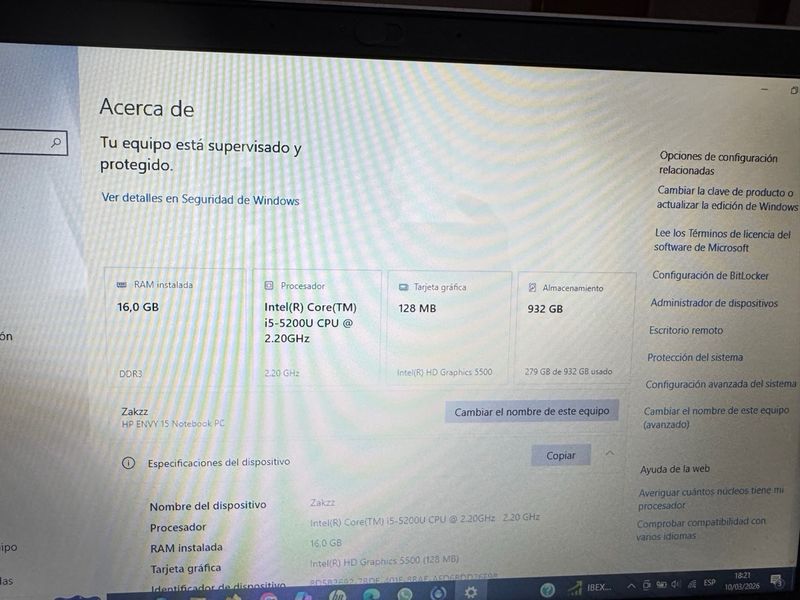 HP Envy 15 – Intel i5 – 16GB RAM – 1TB – Buen esta afbeelding 6