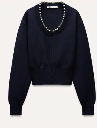 Cardigan Zara con collo gioiello