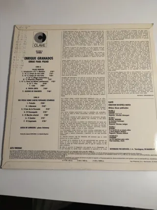 Vinilo Obras para Piano - Enrique Granados