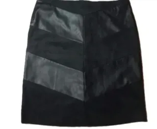 Falda de piel y antelina negra