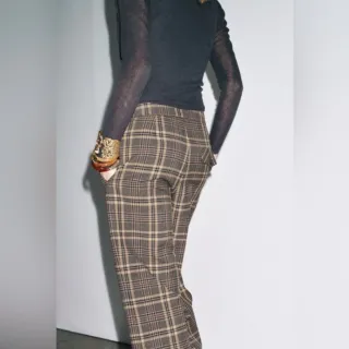 Pantaloni Zara a quadri beige e marroni