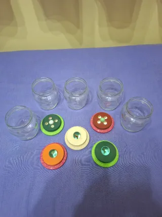 Juego de 5 tarros de cristal con tapas decoradas