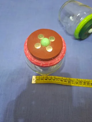 Juego de 5 tarros de cristal con tapas decoradas