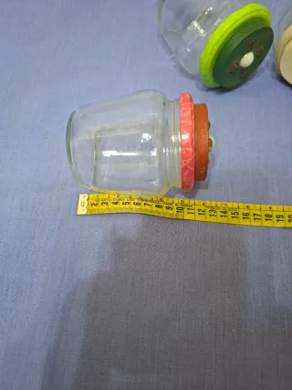 Juego de 5 tarros de cristal con tapas decoradas