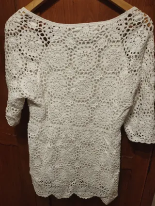 Blusa de crochet blanca talla única