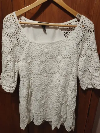 Blusa de crochet blanca talla única