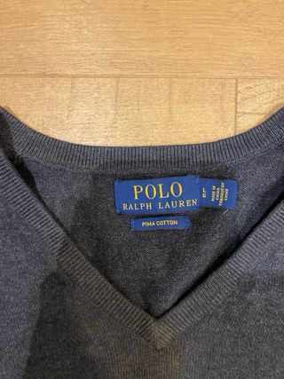 Jersey Polo Ralph Lauren Gris V-Neck Pima