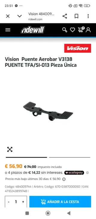 Puente Vision Metron TFA nuevo a estrenar