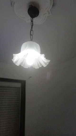 3 Lámparas Antiguas de Cristal y Metal