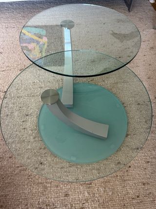 Mesa centro cristal y metal moderna