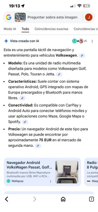 Pantalla Android VW Golf, Passat, Polo
