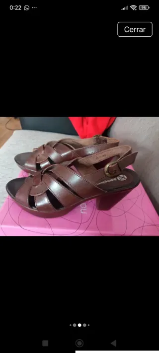 Sandalias Natalia Blanco Piel Marrón Nuevas