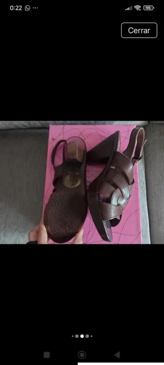 Sandalias Natalia Blanco Piel Marrón Nuevas