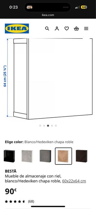 Muebles alto salón con puerta de madera Ikea.