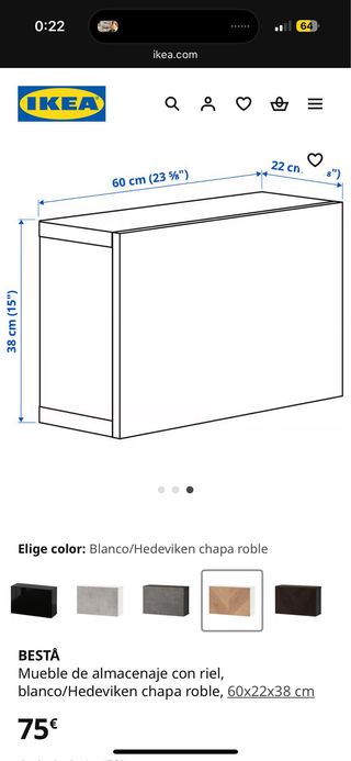 Muebles alto salón con puerta de madera Ikea.
